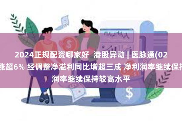 2024正规配资哪家好  港股异动 | 医脉通(02192)绩后涨超6% 经调整净溢利同比增超三成 净利润率继续保持较高水平