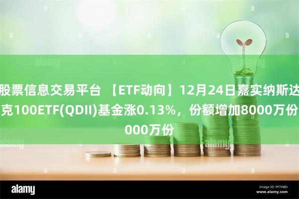 股票信息交易平台 【ETF动向】12月24日嘉实纳斯达克100ETF(QDII)基金涨0.13%，份额增加8000万份